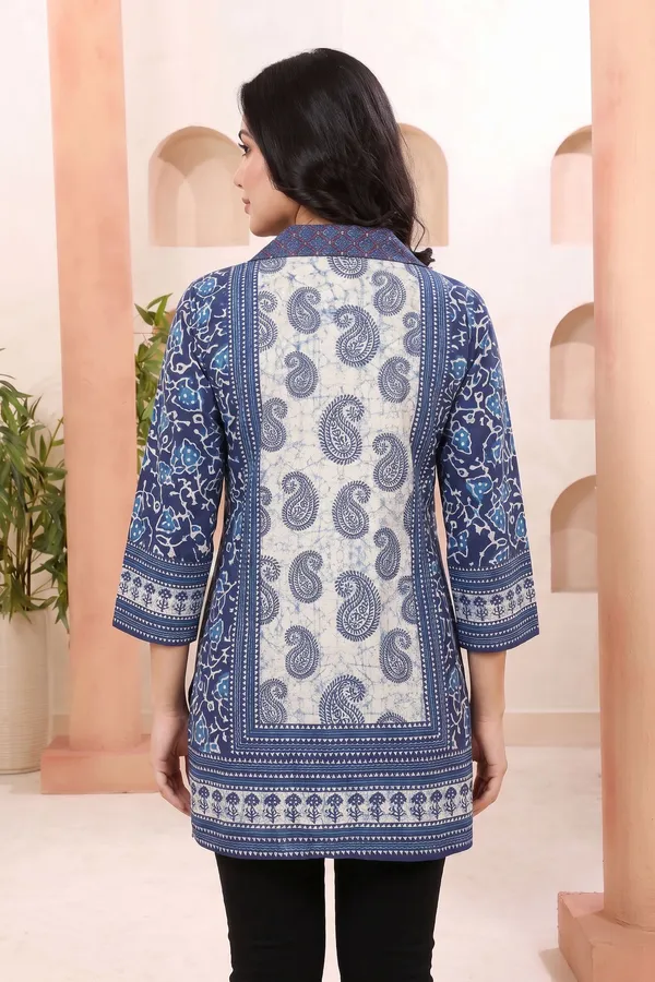 Classic_Cream_Cotton_Short_Kurti_with_V_Neck_Pattern_Traditional_Floral_Motif_Print