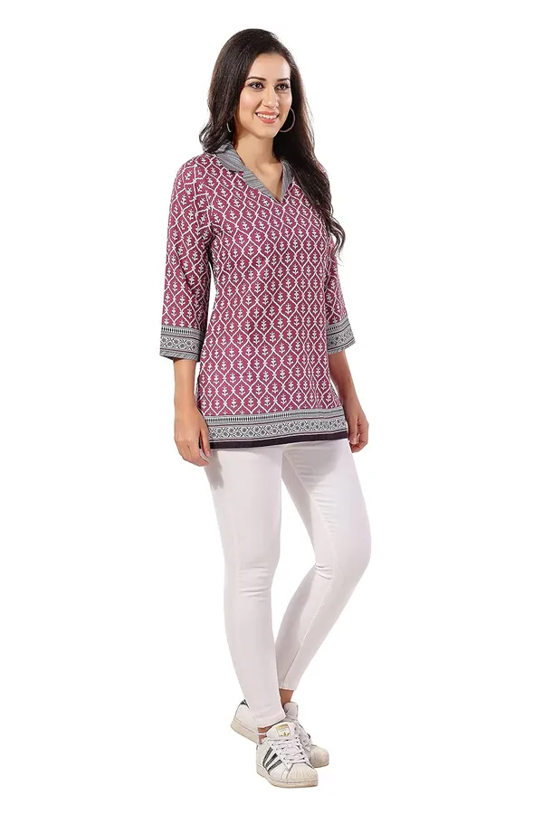 Pinky_Pink_Flex_Cotton_Designer_Short_Kurti,_Kurta_Tunic_Top_For_Women_|