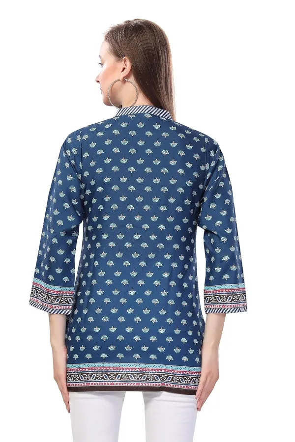 Blue_Flex_Cotton_Designer_Tunic_Top_|_Kurti_Tops_|_Short_Kurti_|_Short_Kurti_For_Women_|_Short_Kurti_For_Girls