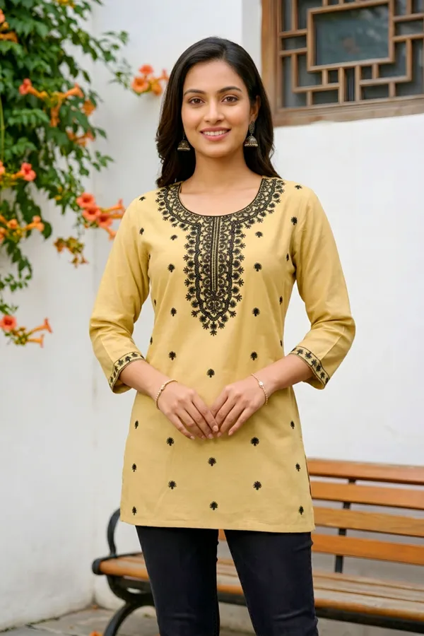 Sassy_Beige_Rayon_Short_Kurti_with_Chikankari_Embroidery