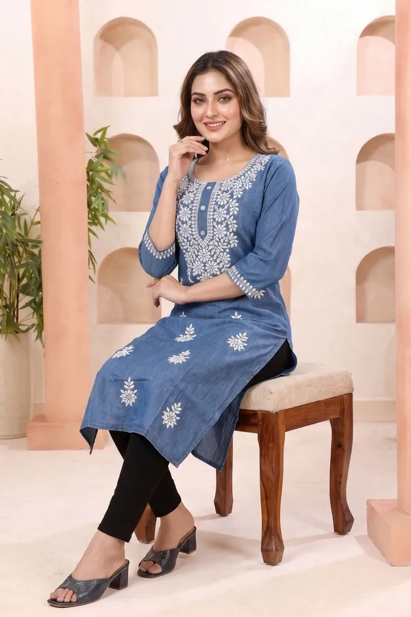 Divine_Vibrant_Denim_Long_Chikankari_Embroidered_Kurti