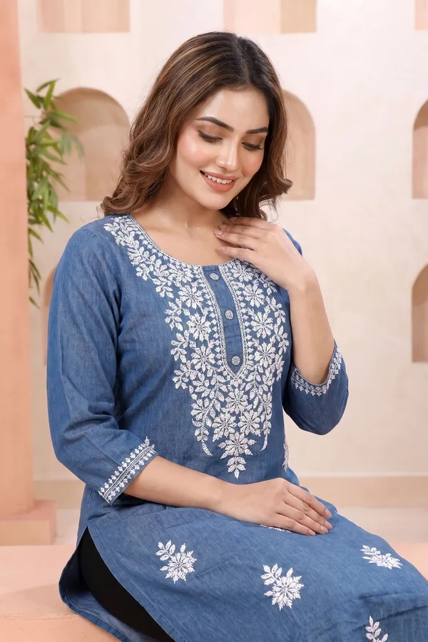 Divine_Vibrant_Denim_Long_Chikankari_Embroidered_Kurti
