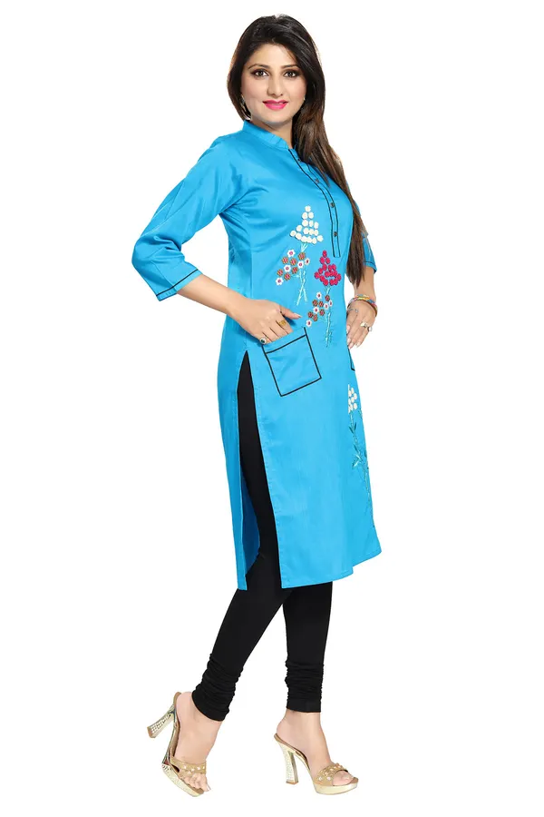 Raw_Silk_Blue_Straight_Tunic_with_embroidery_for_Womens_Designer_Wear