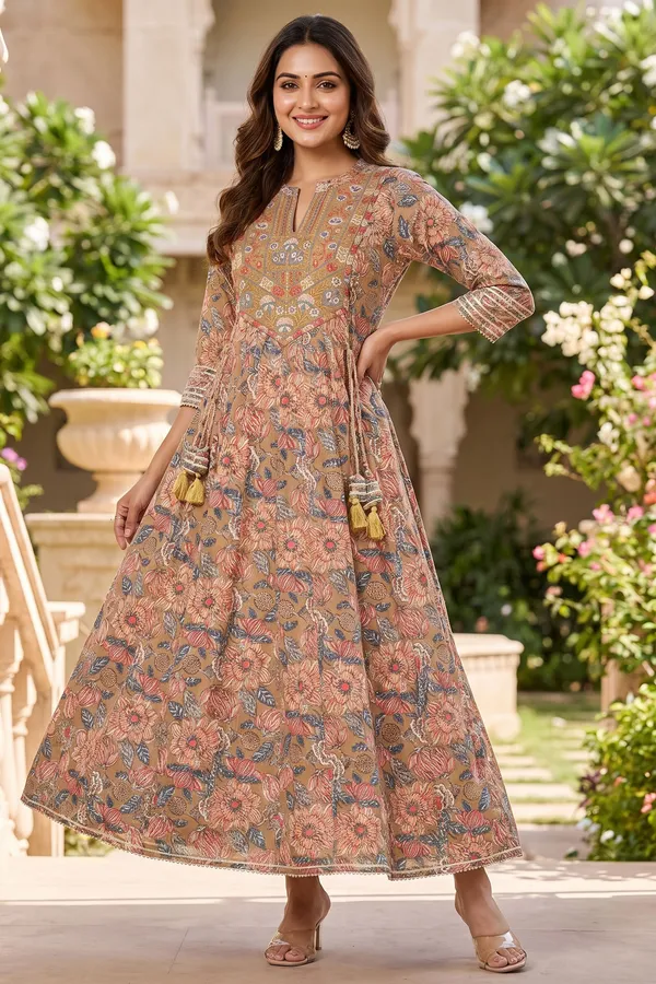 Earthy_Forthy_Brown_Pure_Cotton_Jaipuri_Print_Anarkali_Kurti_with_Embroidered_Yoke