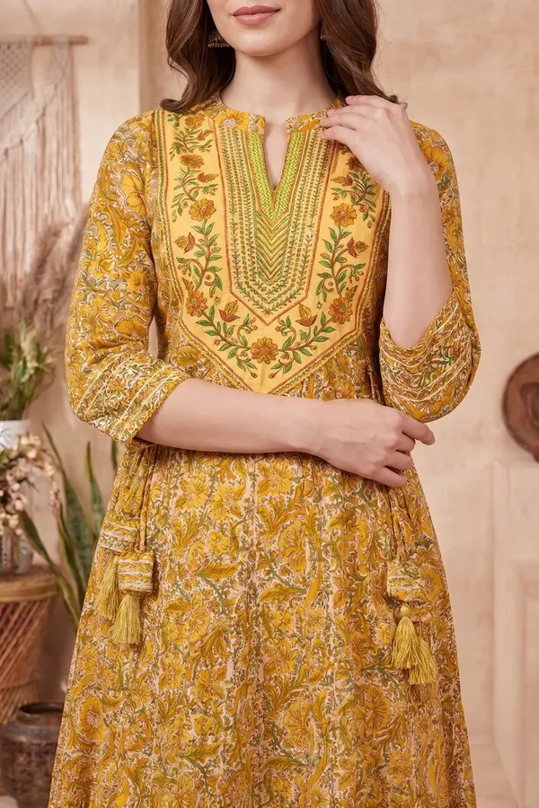 Elegant_Blue_Floral_Print_Anarkali_Kurti_with_Designer_Yoke