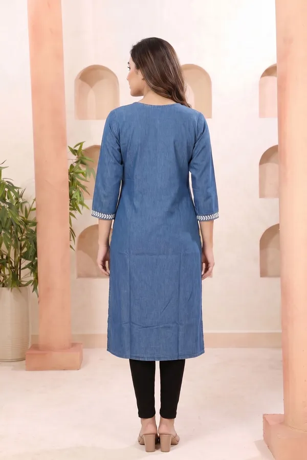 Elegant_Blue_Womens_Tunic_with_Ban_Collar_Leaf_Print