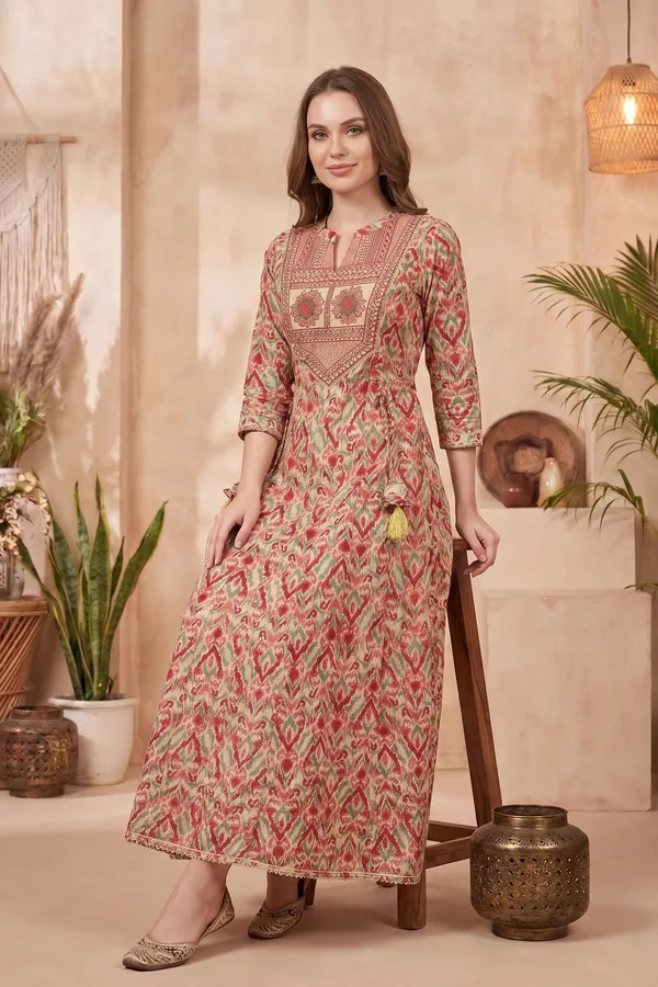 Elegant_Indigo_Blue_Jaipuri_Print_Cotton_Blend_Short_Kurti_with_Band_Collar