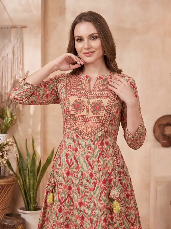 Elegant_Indigo_Blue_Jaipuri_Print_Cotton_Blend_Short_Kurti_with_Band_Collar