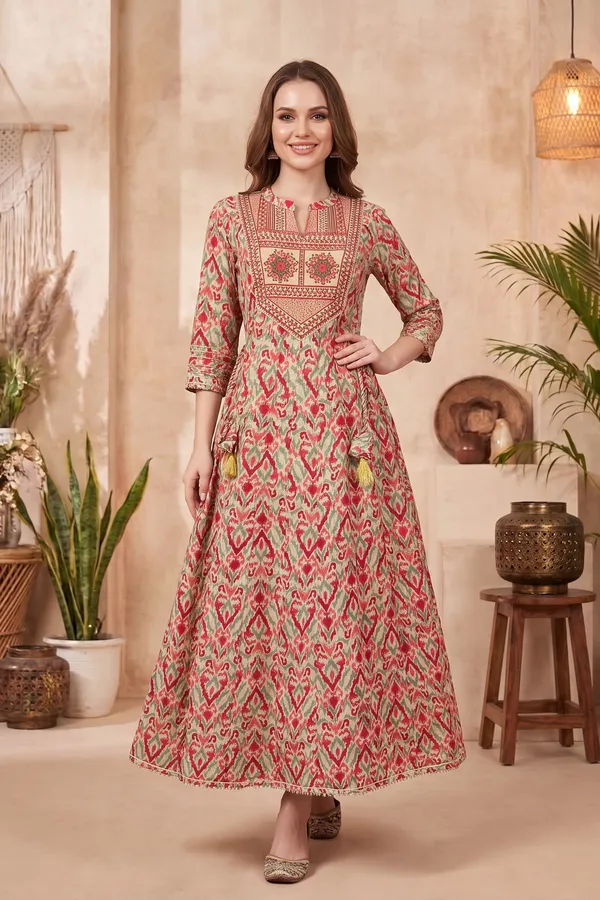 Elegant_Indigo_Blue_Jaipuri_Print_Cotton_Blend_Short_Kurti_with_Band_Collar