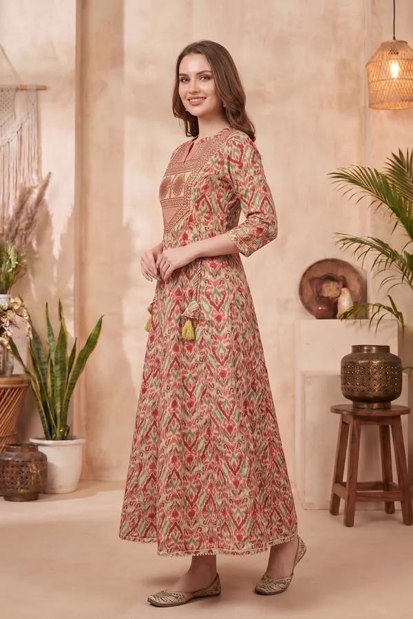 Elegant_Indigo_Blue_Jaipuri_Print_Cotton_Blend_Short_Kurti_with_Band_Collar