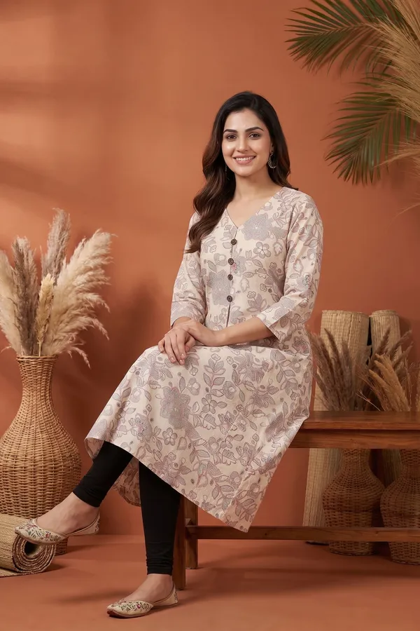 Elegant_Ivory_Cotton_Long_A_Line_Kurti_with_V_Neck_Ikat_Inspired_Ethnic_Print