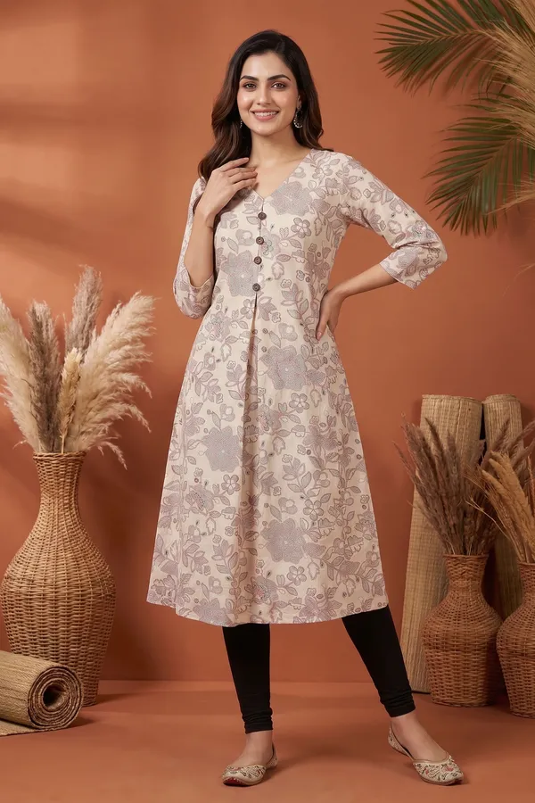 Elegant_Ivory_Cotton_Long_A_Line_Kurti_with_V_Neck_Ikat_Inspired_Ethnic_Print
