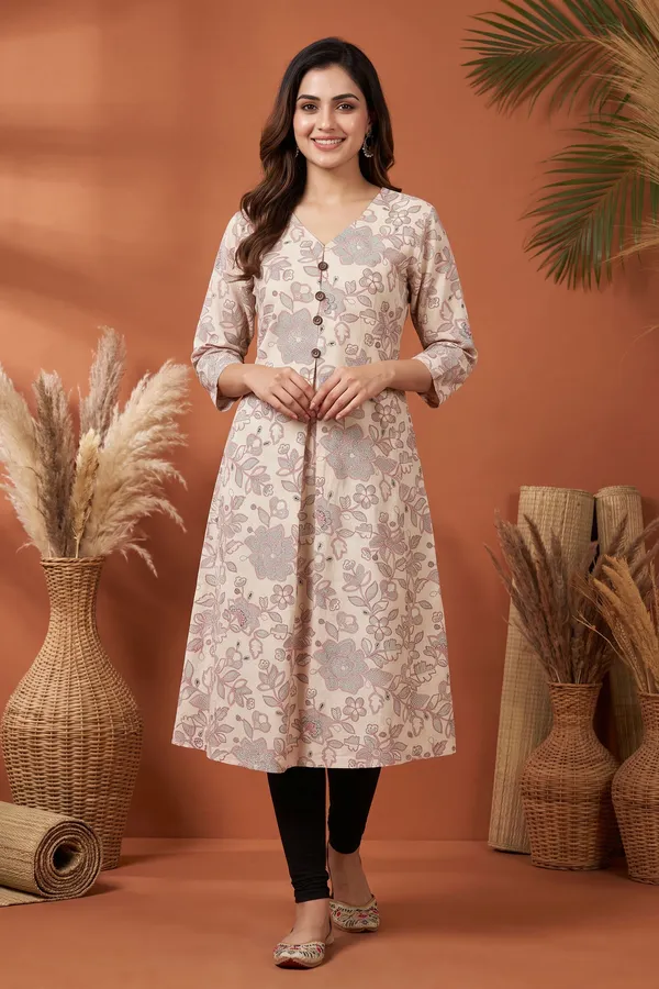 Elegant_Ivory_Cotton_Long_A_Line_Kurti_with_V_Neck_Ikat_Inspired_Ethnic_Print