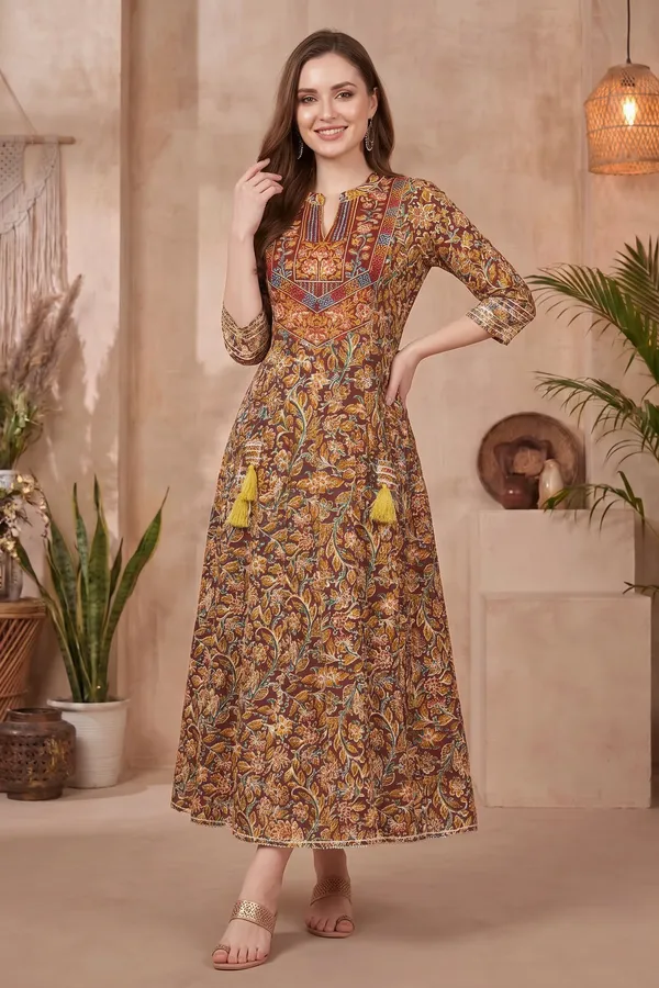 Elegant_Mustard_Yellow_Jaipuri_Cotton_Long_Anarkali_Kurti_with_Embroidered_Yoke