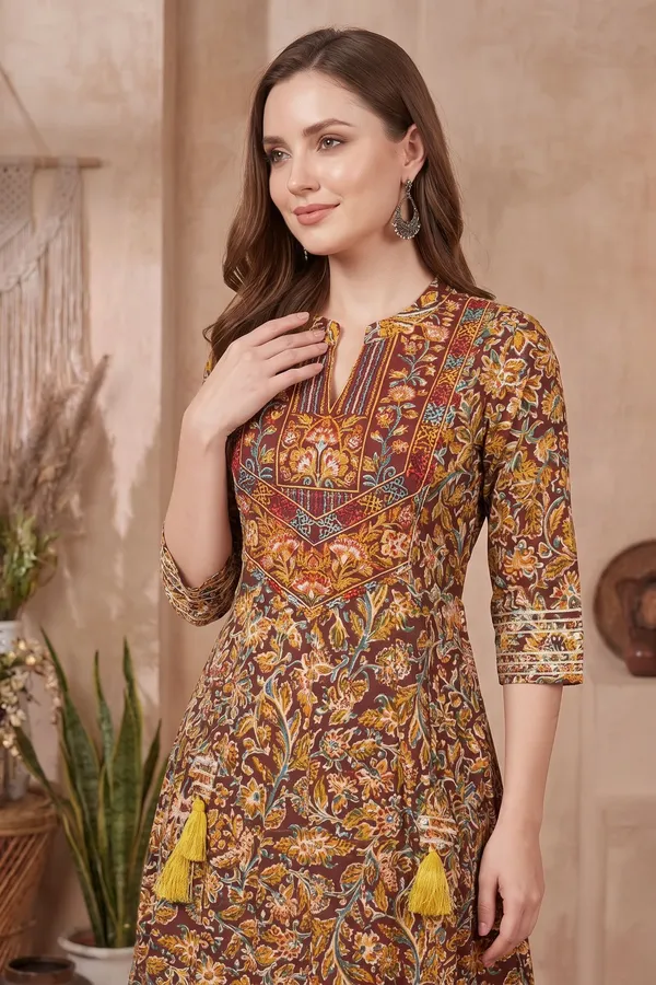 Elegant_Mustard_Yellow_Jaipuri_Cotton_Long_Anarkali_Kurti_with_Embroidered_Yoke