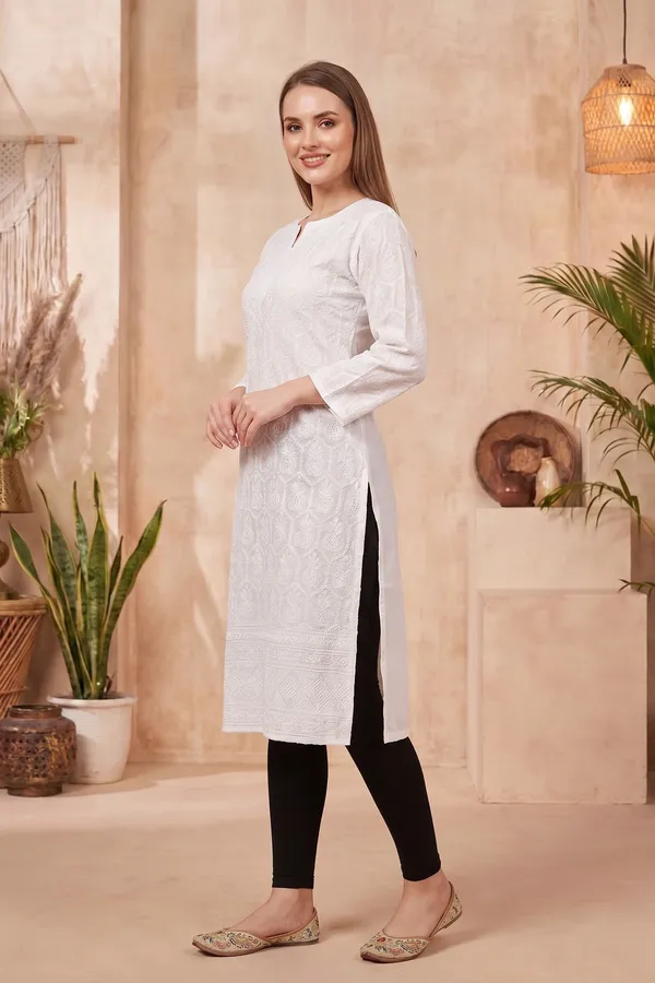 Elegant_Phirozi_Cotton_Long_Kurti_with_Intricate_Chikankari_Embroidery