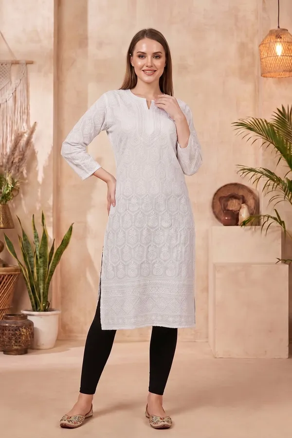 Elegant_Phirozi_Cotton_Long_Kurti_with_Intricate_Chikankari_Embroidery