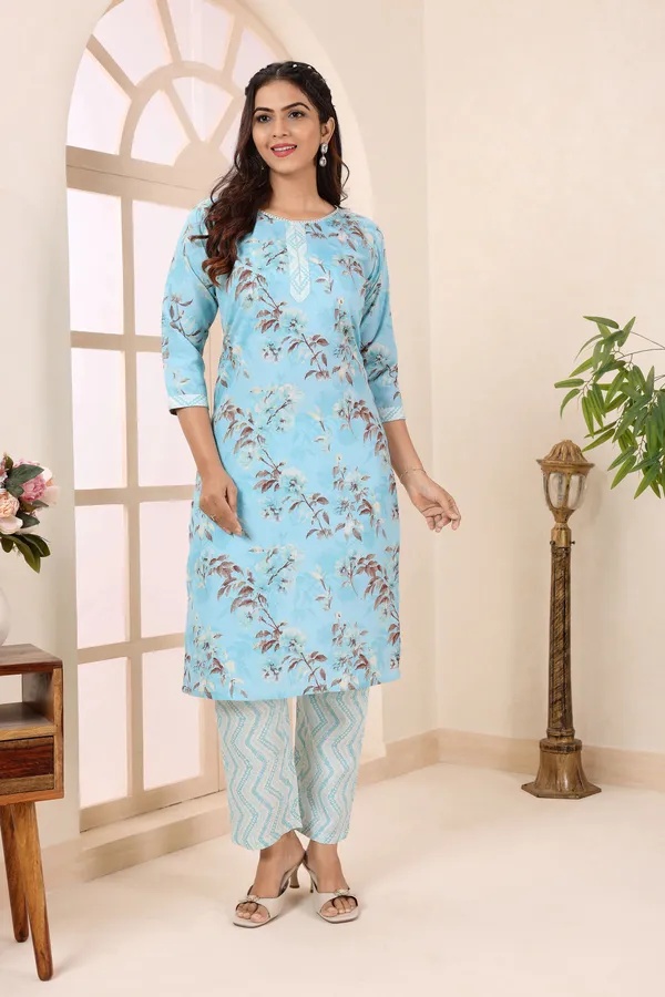Shy_In_Sky_Round_Neck_Kurti_Pant_Suit_For_Women