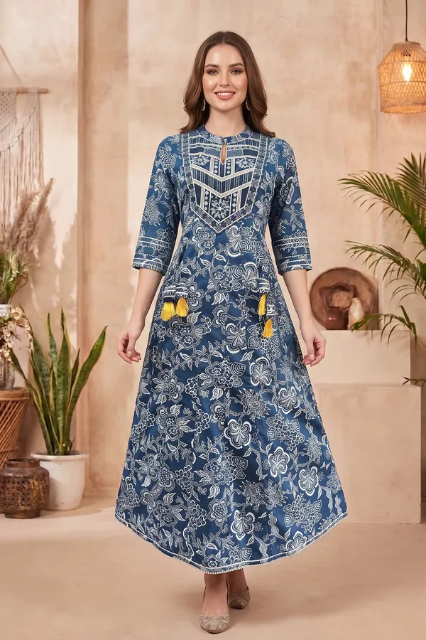 Graceful_Beige_Ikat_Inspired_Anarkali_Kurti_with_Embroidered_Yoke_Coral_Motifs_Tassel_Details