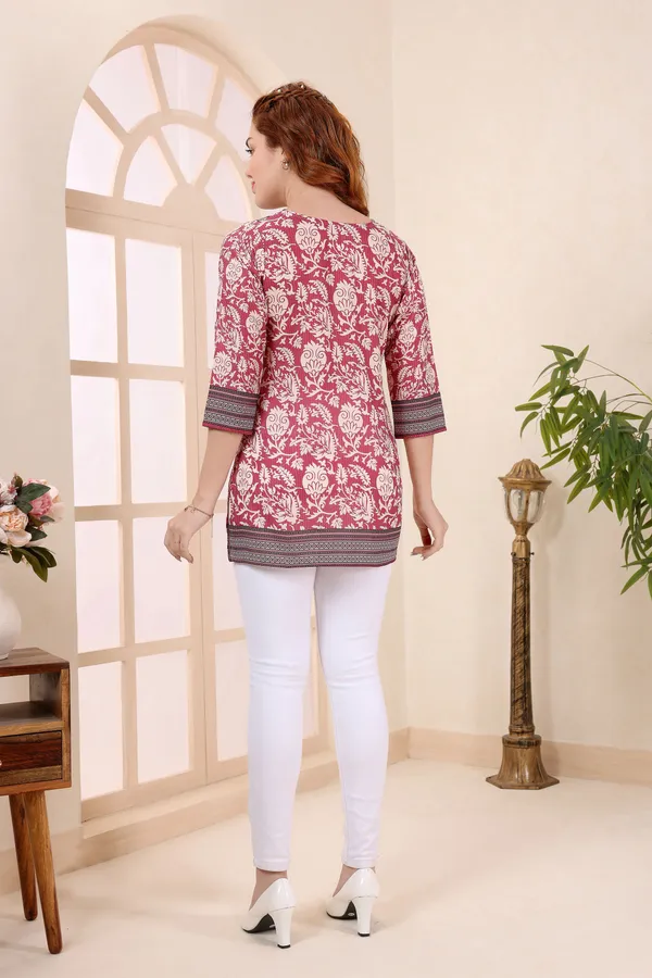 Coral_Cotton_V_Neck_Short_Kurti_Tunic_Top_for_Women