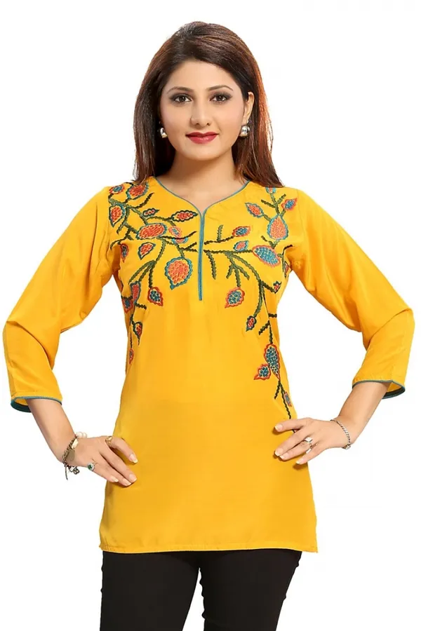 Snazzy_Scintillating_Mustard_Yellow_Designer_Tunic_Top