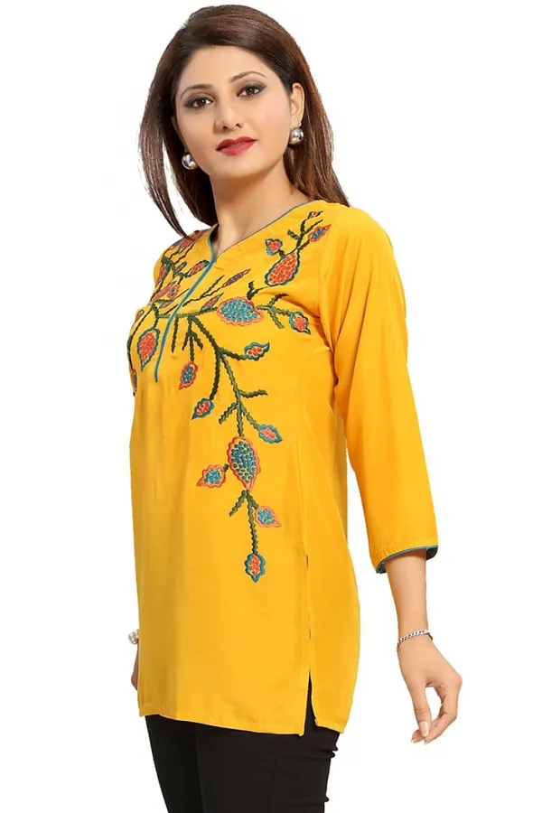 Snazzy_Scintillating_Mustard_Yellow_Designer_Tunic_Top