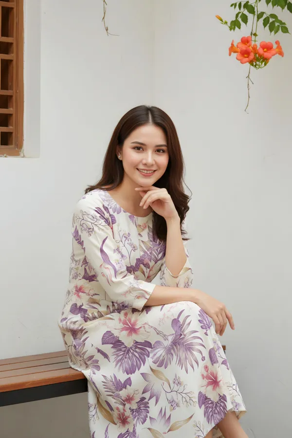 Purple_Leafy_Print_Linen_Cotton_Flared_Long_Kurta_For_Women