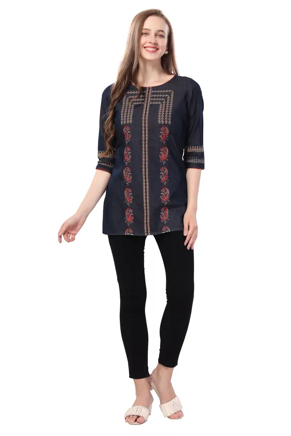Denim_Delight_Short_Tunic_Featuring_Color_Wash_Print_and_Thread_Work