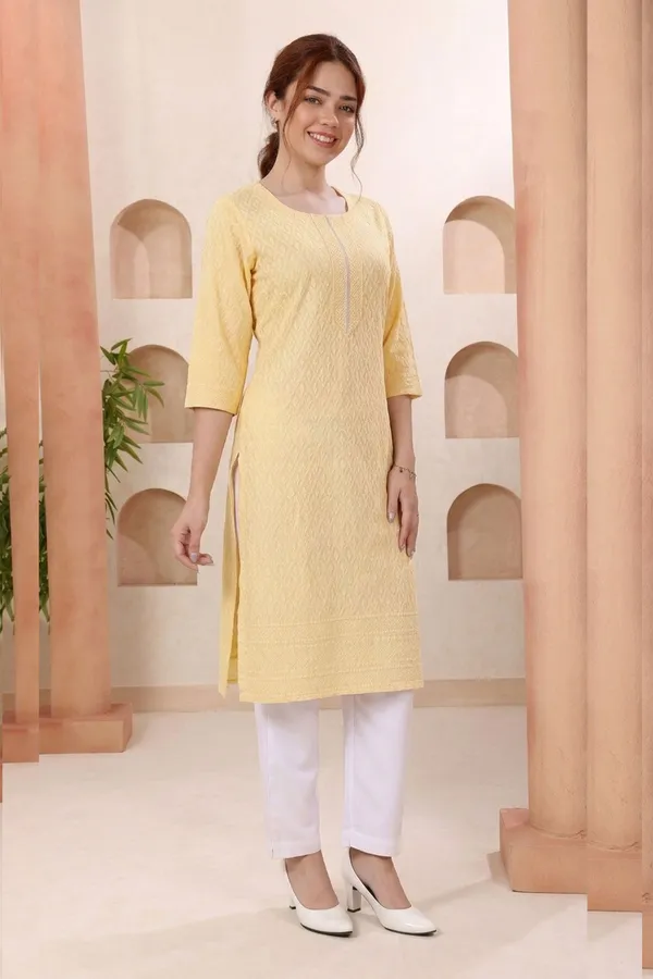 Graceful_Yellow_Rayon_Chikankari_Straight_Kurta_for_Women
