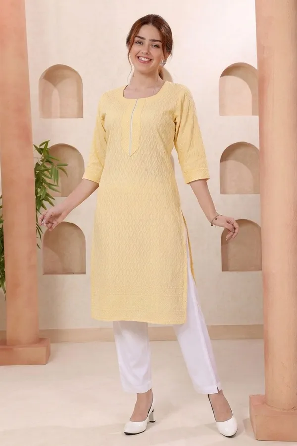 Graceful_Yellow_Rayon_Chikankari_Straight_Kurta_for_Women