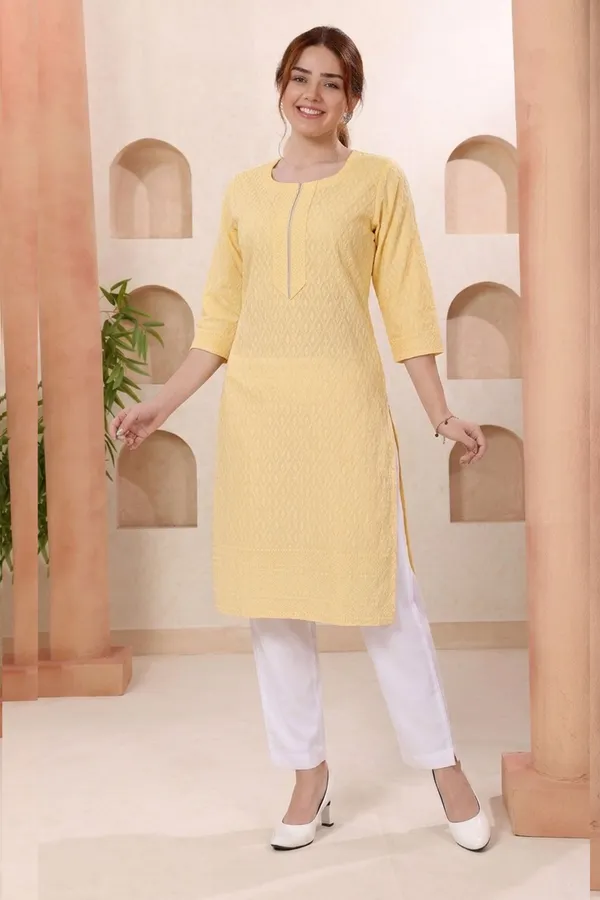 Graceful_Yellow_Rayon_Chikankari_Straight_Kurta_for_Women