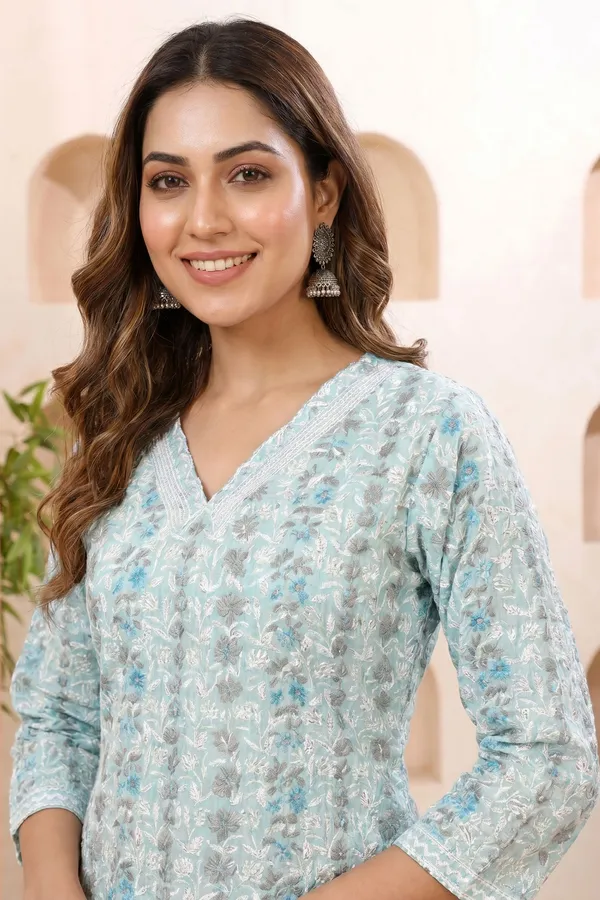 Womens_Blue_Chikankari_Embroidered_Straight_Kurti_with_Lining
