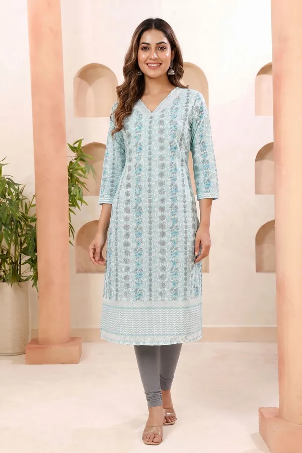 Womens_Blue_Chikankari_Embroidered_Straight_Kurti_with_Lining