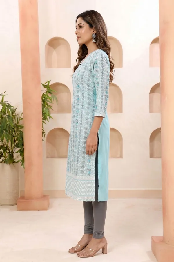 Womens_Blue_Chikankari_Embroidered_Straight_Kurti_with_Lining