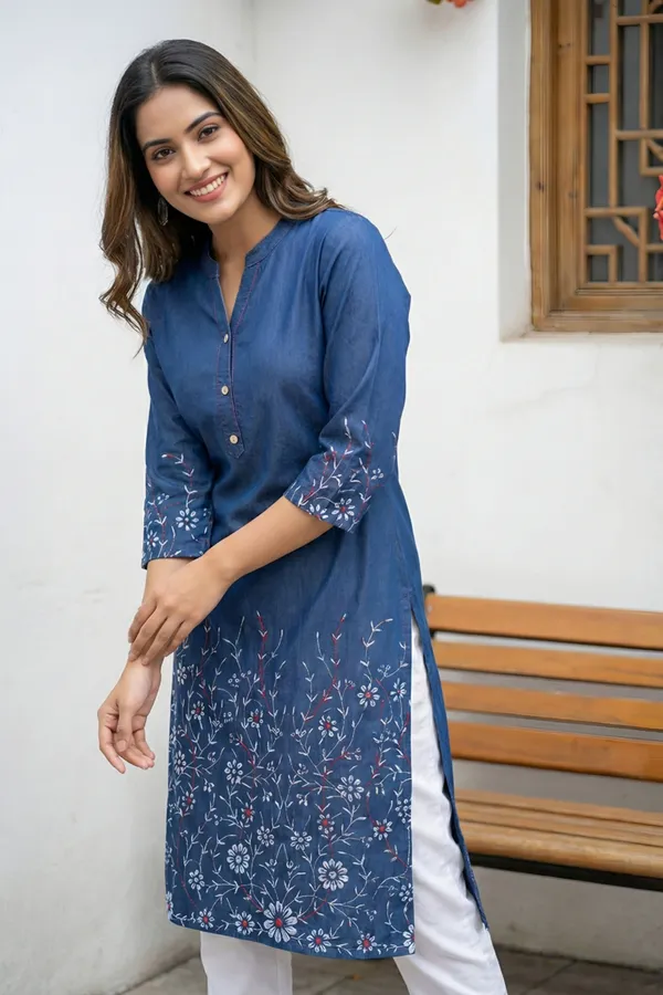 Indigo_Ban_Collar_Denim_Kurti_for_Women_with_Ethnic_Print_and_Thread_Work