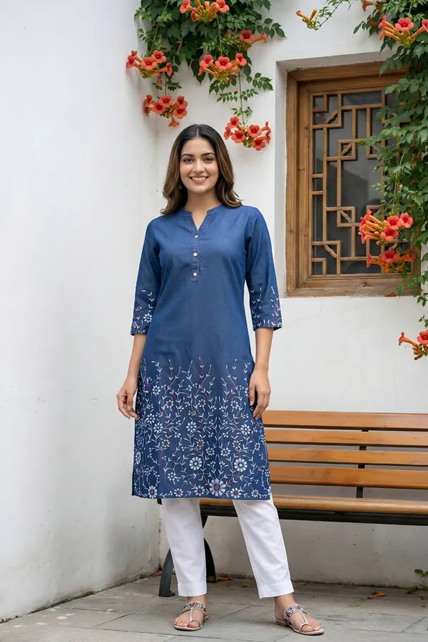 Indigo_Ban_Collar_Denim_Kurti_for_Women_with_Ethnic_Print_and_Thread_Work