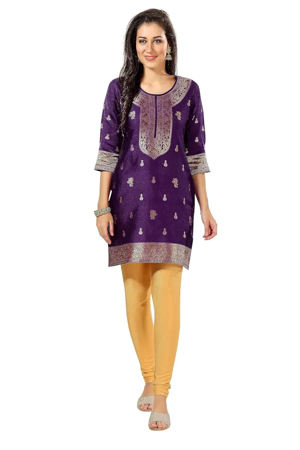 Golden_Threads:_Celebrating_Festivities_In_Banarasi_Jacquard_Kurti_Tunic_For_Women_And_Girls_|_Kurti_Tops_|_Short_Kurti_|_Short_Kurti_For_Women_|_Short_Kurti_For_Girls