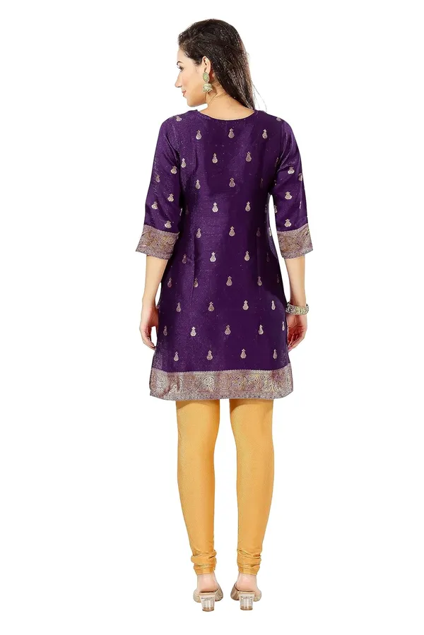 Golden_Threads:_Celebrating_Festivities_In_Banarasi_Jacquard_Kurti_Tunic_For_Women_And_Girls_|_Kurti_Tops_|_Short_Kurti_|_Short_Kurti_For_Women_|_Short_Kurti_For_Girls