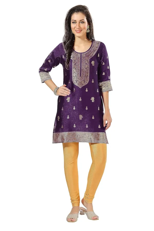 Golden_Threads:_Celebrating_Festivities_In_Banarasi_Jacquard_Kurti_Tunic_For_Women_And_Girls_|_Kurti_Tops_|_Short_Kurti_|_Short_Kurti_For_Women_|_Short_Kurti_For_Girls