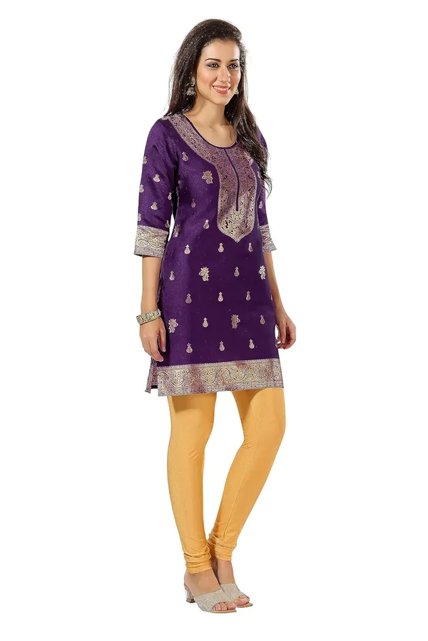 Golden_Threads:_Celebrating_Festivities_In_Banarasi_Jacquard_Kurti_Tunic_For_Women_And_Girls_|_Kurti_Tops_|_Short_Kurti_|_Short_Kurti_For_Women_|_Short_Kurti_For_Girls