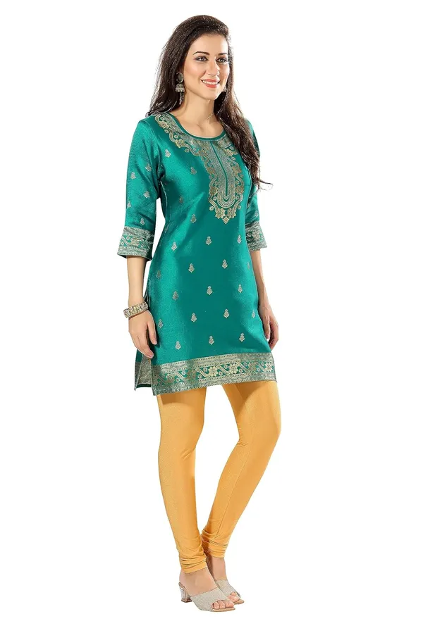 Golden_Threads:_Celebrating_Festivities_In_Banarasi_Jacquard_Kurti_Tunic_For_Women_And_Girls_|_Kurti_Tops_|_Short_Kurti_|_Short_Kurti_For_Women_|_Short_Kurti_For_Girls