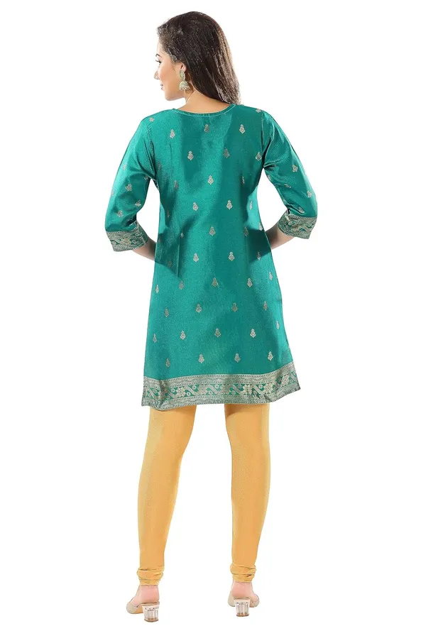 Golden_Threads:_Celebrating_Festivities_In_Banarasi_Jacquard_Kurti_Tunic_For_Women_And_Girls_|_Kurti_Tops_|_Short_Kurti_|_Short_Kurti_For_Women_|_Short_Kurti_For_Girls