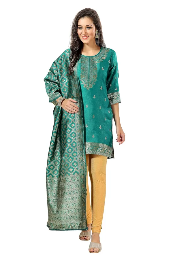 Golden_Threads:_Celebrating_Festivities_In_Banarasi_Jacquard_Kurti_Tunic_For_Women_And_Girls_|_Kurti_Tops_|_Short_Kurti_|_Short_Kurti_For_Women_|_Short_Kurti_For_Girls