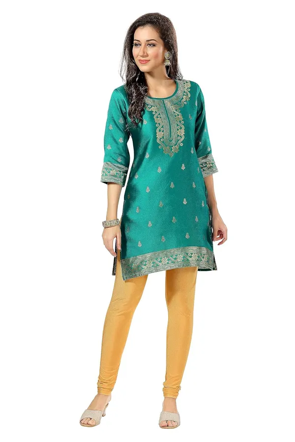 Golden_Threads:_Celebrating_Festivities_In_Banarasi_Jacquard_Kurti_Tunic_For_Women_And_Girls_|_Kurti_Tops_|_Short_Kurti_|_Short_Kurti_For_Women_|_Short_Kurti_For_Girls