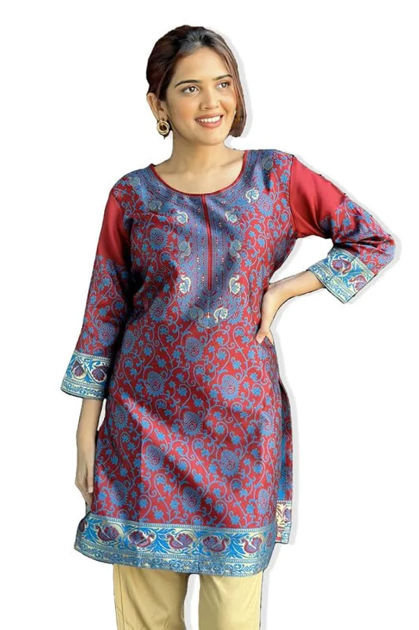 Golden_Threads:_Celebrating_Festivities_In_Banarasi_Jacquard_Kurti_Tunic_For_Women_And_Girls_|_Kurti_Tops_|_Short_Kurti_|_Short_Kurti_For_Women_|_Short_Kurti_For_Girls