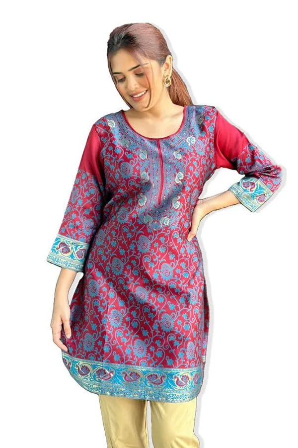 Golden_Threads:_Celebrating_Festivities_In_Banarasi_Jacquard_Kurti_Tunic_For_Women_And_Girls_|_Kurti_Tops_|_Short_Kurti_|_Short_Kurti_For_Women_|_Short_Kurti_For_Girls