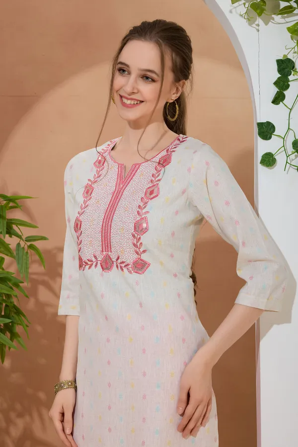 Designer_Cotton_Jaquard_Long_Kurta_With_Embroidery_for_Women