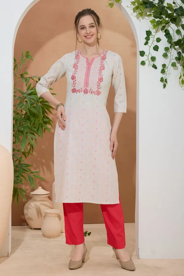 Designer_Cotton_Jaquard_Long_Kurta_With_Embroidery_for_Women