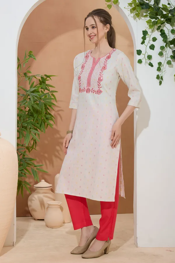 Designer_Cotton_Jaquard_Long_Kurta_With_Embroidery_for_Women