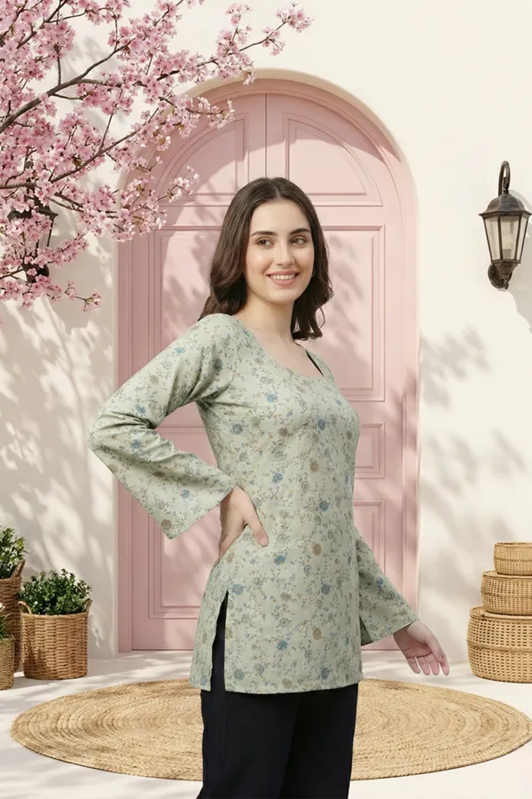 Pista_Green_Rayon_Jaipuri_Print_Kurti_With_Long_Sleves